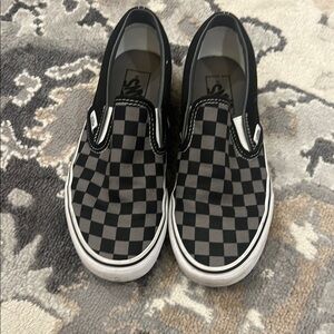 Vans Black and Gray Checkered Slip-On Shoes